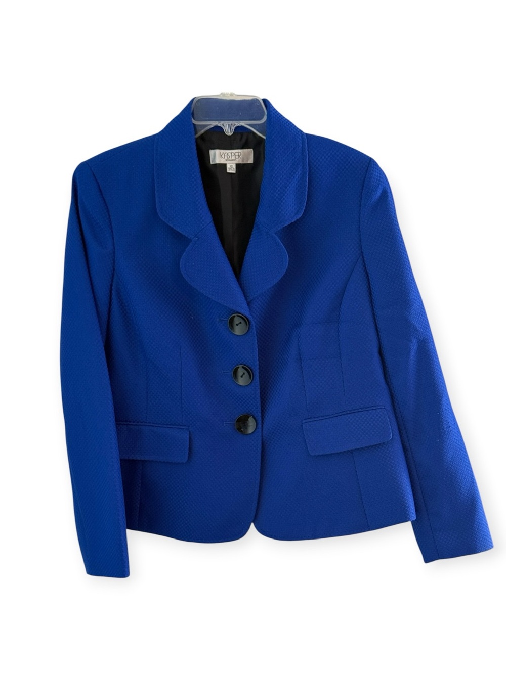 Kasper Blazer Jacket Size 12 Career Long Sleeves Blue Three-Button
